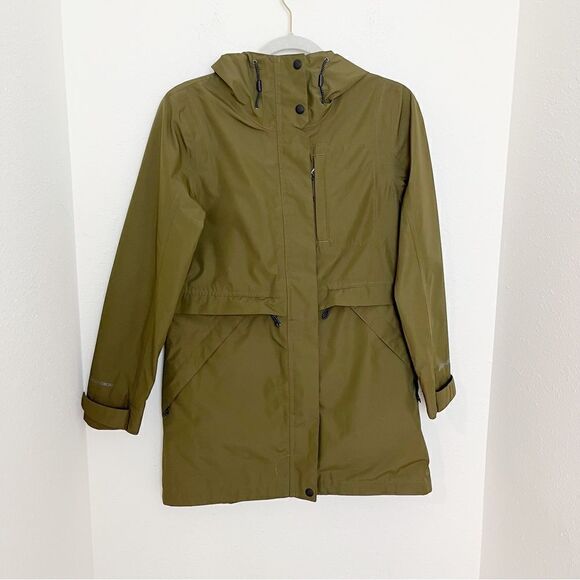 Eddie Bauer Rainfoil Trench Coat in Olive Green PETITE - Picture 3 of 13